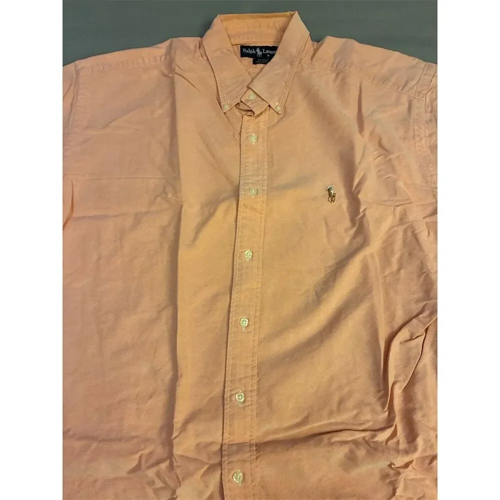 Ralph Lauren Men's XL Orange Short Sleeve Button‎ Down Shirt Casual